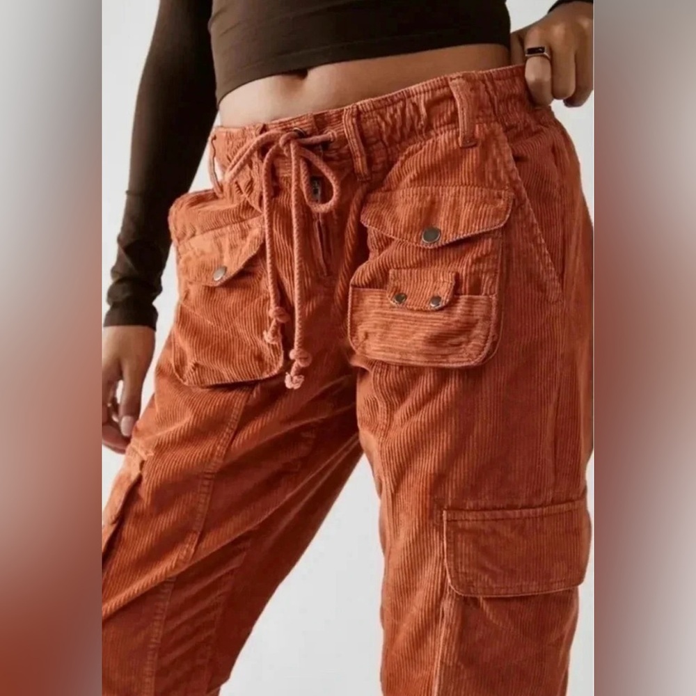Free People Tahiti Cargo Pants In Cognac Size Small
